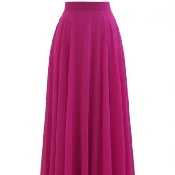 CHICWISH TIMELESS FAVORITE CHIFFON MAXI SKIRT IN MAGENTA - Picture 1 of 3
